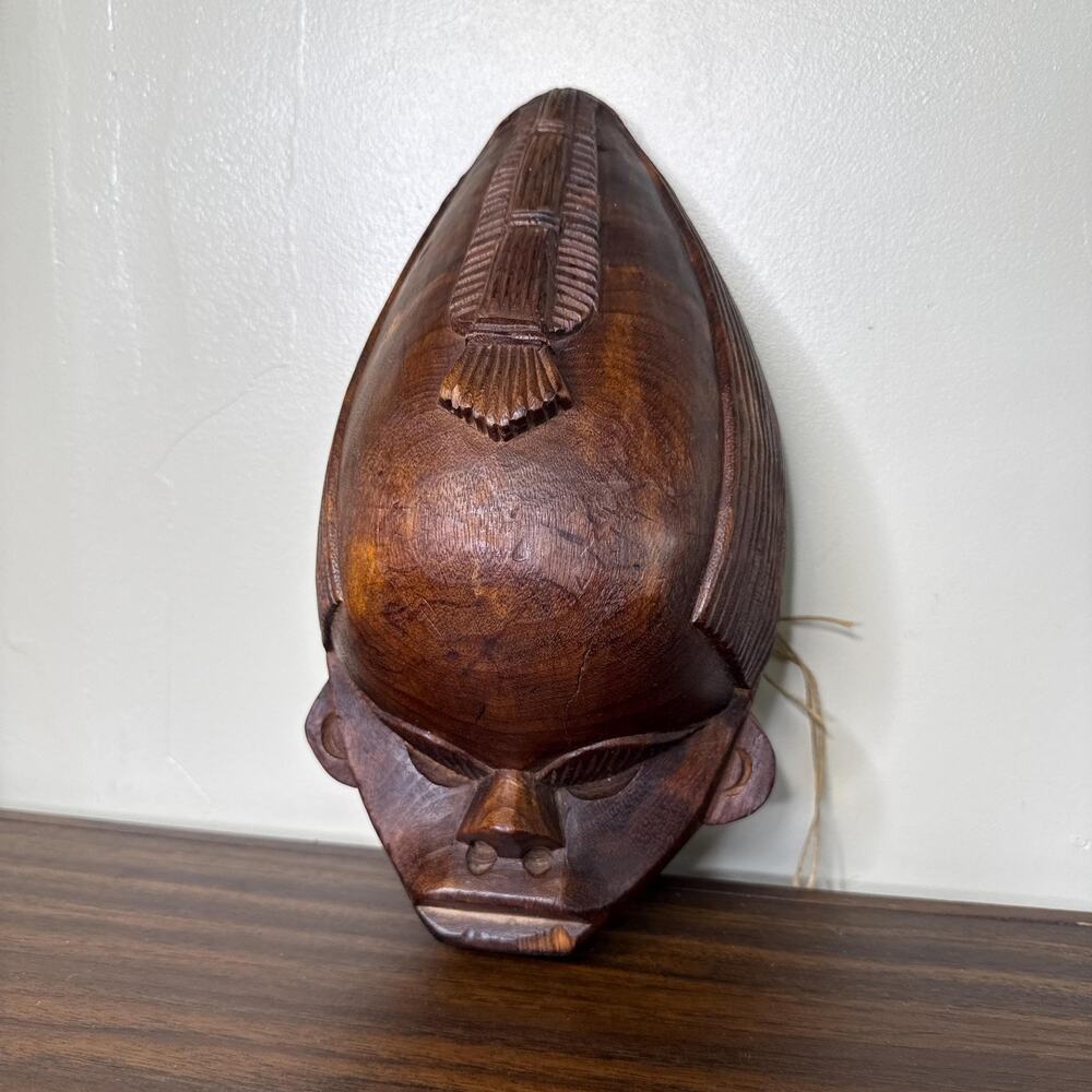 Vintage Mid Century Wood Tribal Mask Wall Decor